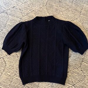 Women's Puff Sleeve Knit Sweater - Navy